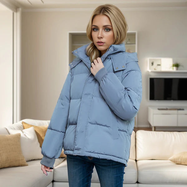 Veste Matelassée Femme - Capuche Amovible - Fermeture Zippée - Col Montant Chauffant