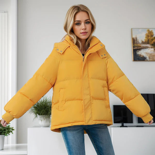 Veste Matelassée Femme - Capuche Amovible - Fermeture Zippée - Col Montant Chauffant