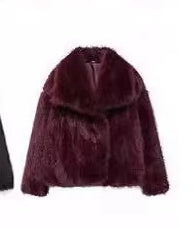 Manteau Femme en Fausse Fourrure - Coupe Longue - Col Large - Doublure Chaude