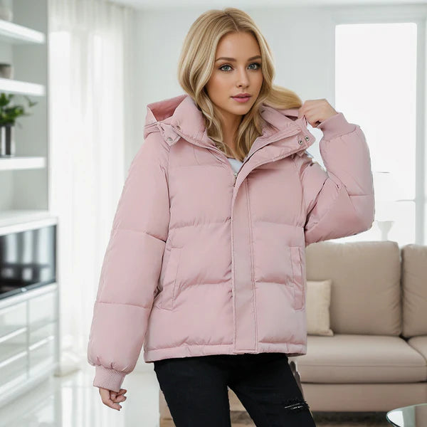 Veste Matelassée Femme - Capuche Amovible - Fermeture Zippée - Col Montant Chauffant