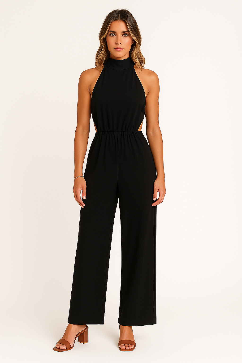 Combinaison femme – Dos nu – Coupe ample – Jambes larges – Détail découpé