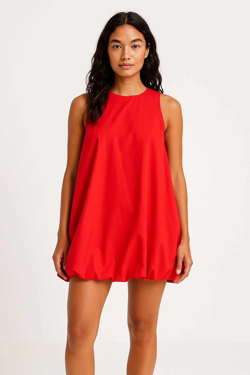 Robe courte femme – Coupe ample – Sans manches – Dos nu – Ourlet ballon fluide