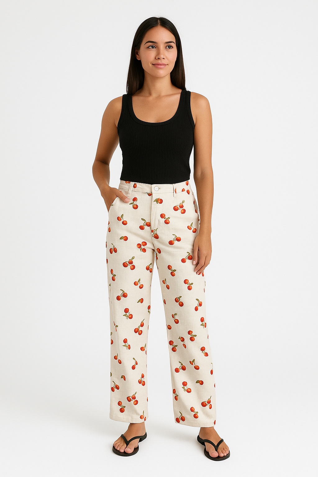 Pantalon femme coupe droite – Tissu respirant – Imprimé homards – Coupe décontractée
