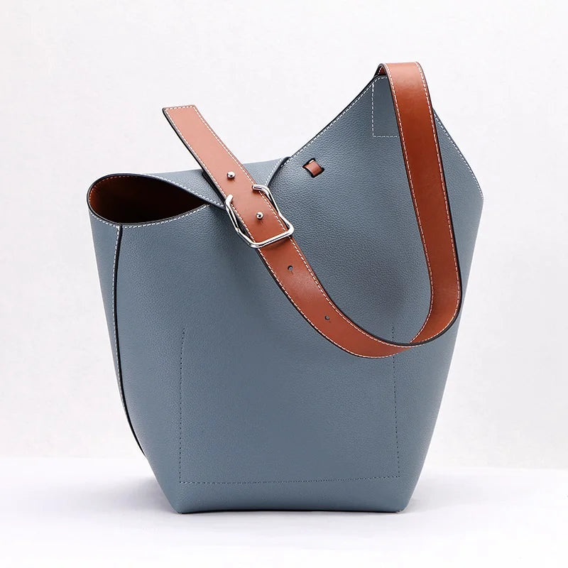 Sac seau femme - Cuir texturé - Bandoulière réglable - Format spacieux élégant
