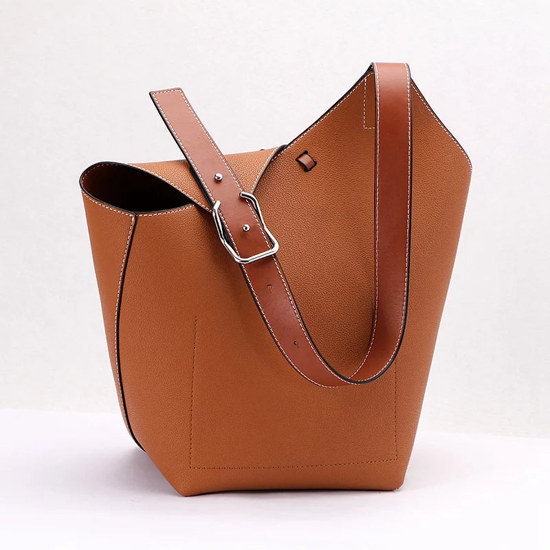 Sac seau femme - Cuir texturé - Bandoulière réglable - Format spacieux élégant