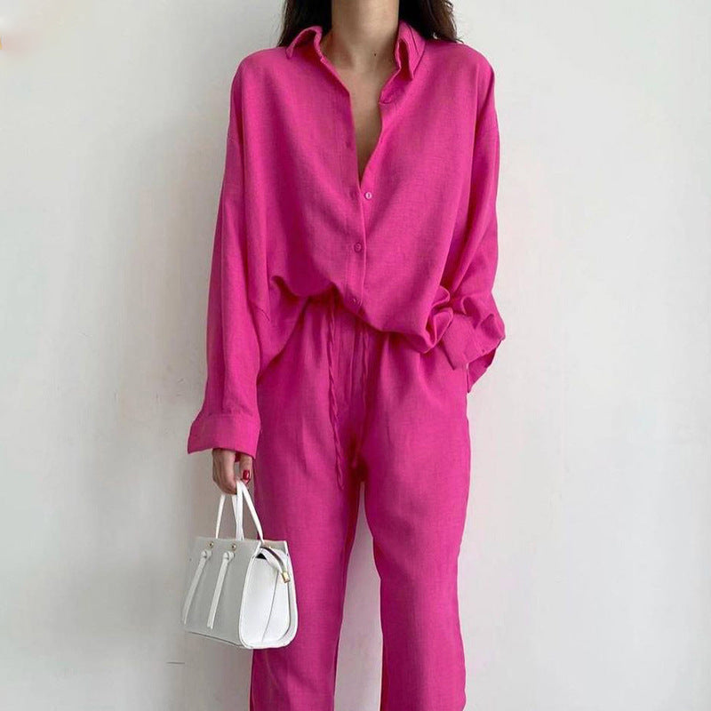 Ensemble Femme Deux Pièces – Tissu Respirant – Coupe Ample – Blouse Boutonnée