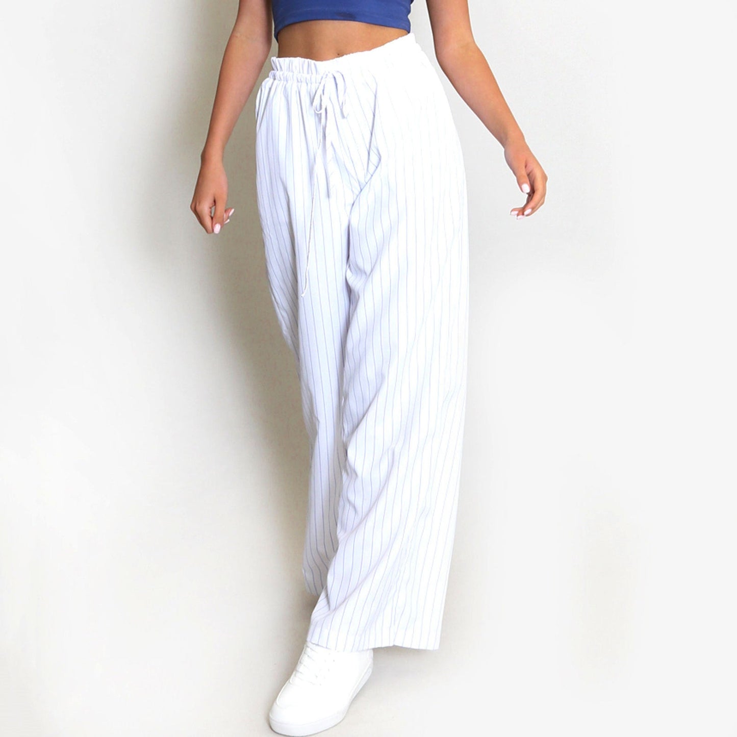 Pantalon large femme – Taille ajustable – Coupe fluide – Poches