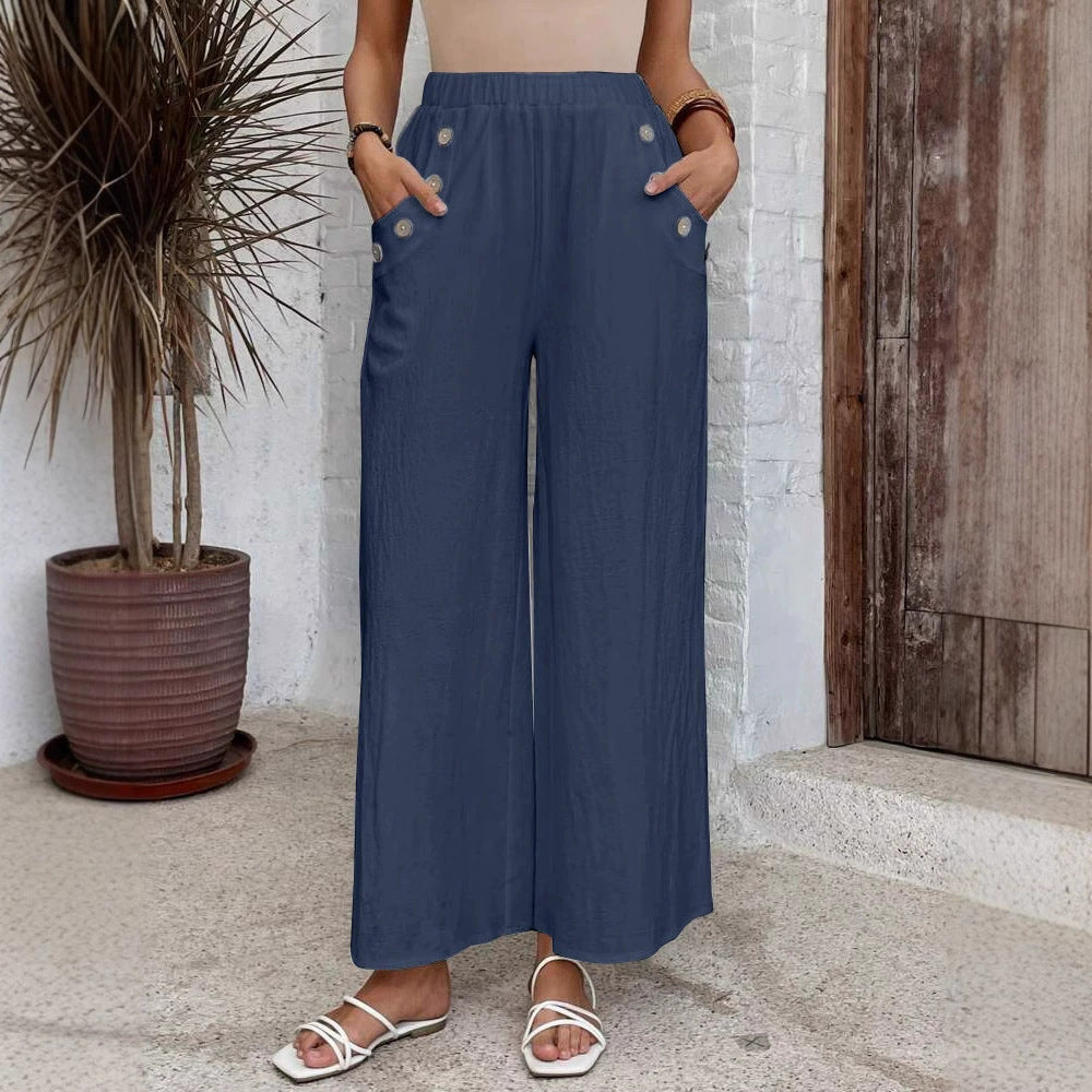 Pantalon court femme – Coupe large – Taille élastique