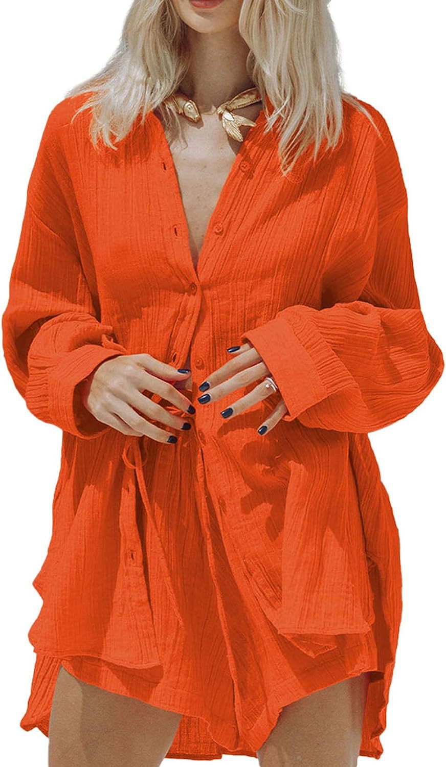 Ensemble Femme Détente – Chemise Longue Oversize – Short Taille Cordon