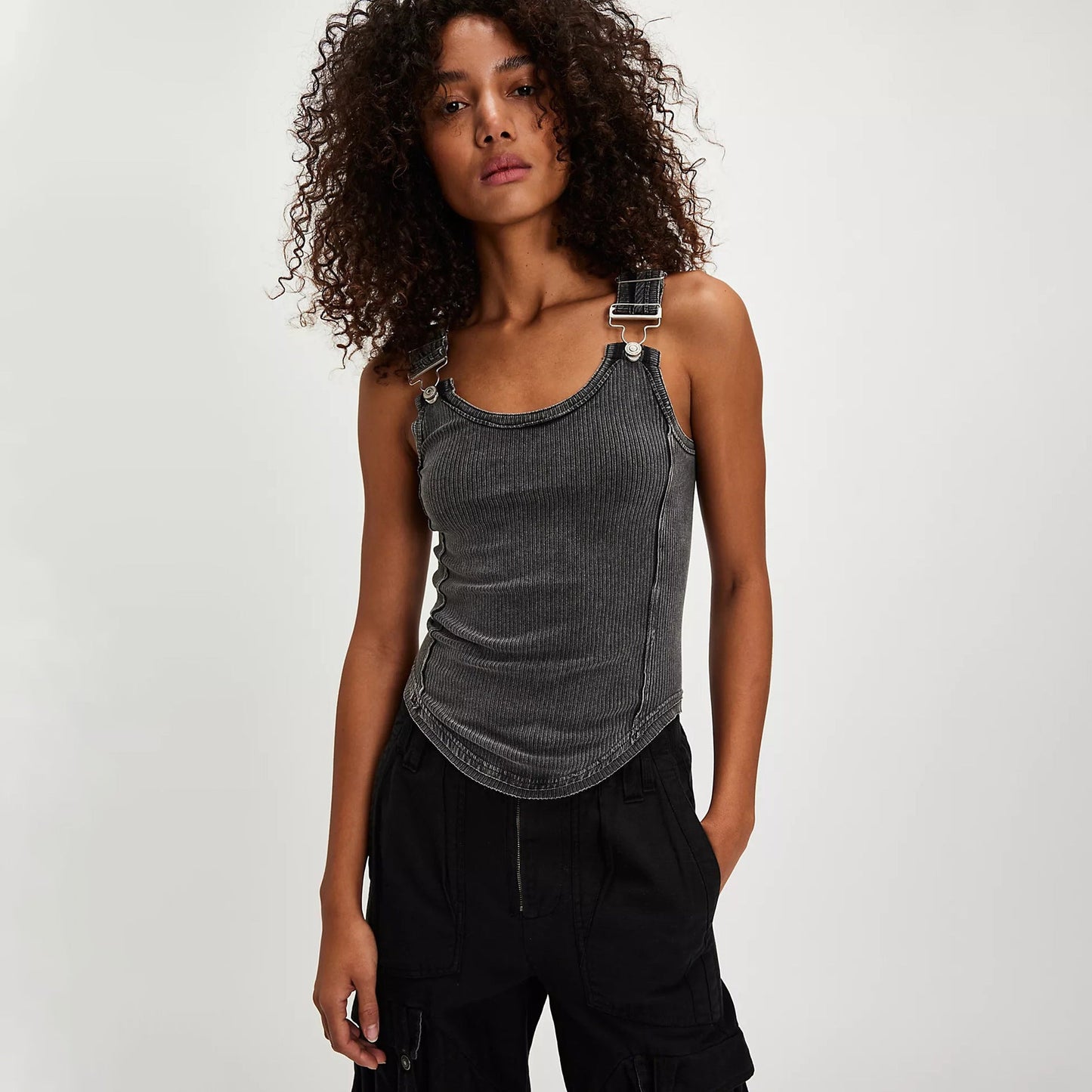 Débardeur Femme – Coupe Slim – Maille Côtelée – Bretelles Amovibles – Col Rond