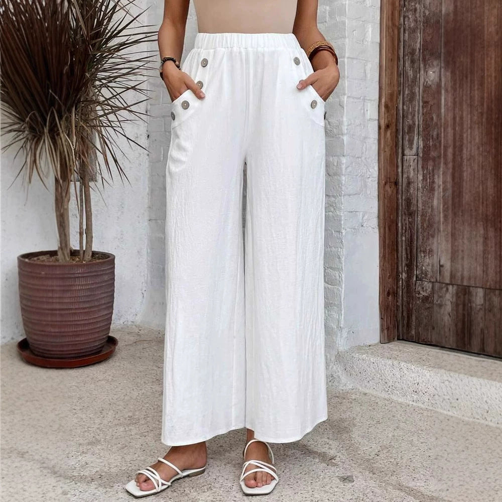 Pantalon court femme – Coupe large – Taille élastique