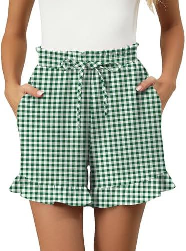 Short femme – Coupe décontractée – Taille élastique à lien – Ourlet à volants