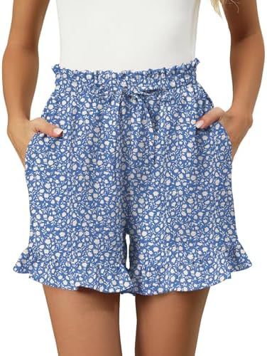 Short femme – Coupe décontractée – Taille élastique à lien – Ourlet à volants