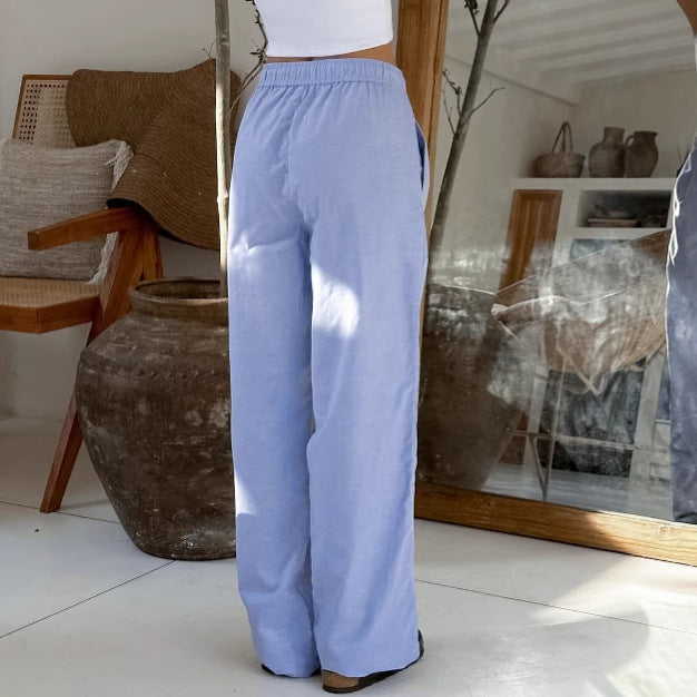 Pantalon large femme – Taille haute – Tissu fluide – Coupe ample élégante