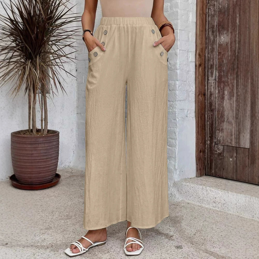 Pantalon court femme – Coupe large – Taille élastique