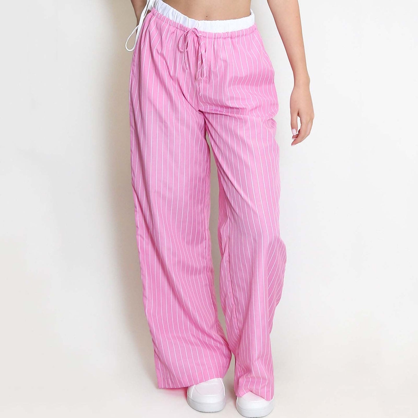 Pantalon large femme – Taille ajustable – Coupe fluide – Poches