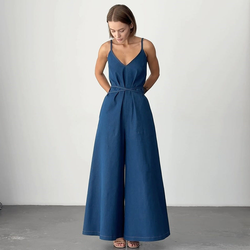 Combinaison Femme – Coupe Large – Tissu Respirant – Sans Manches – Taille Ceinturée