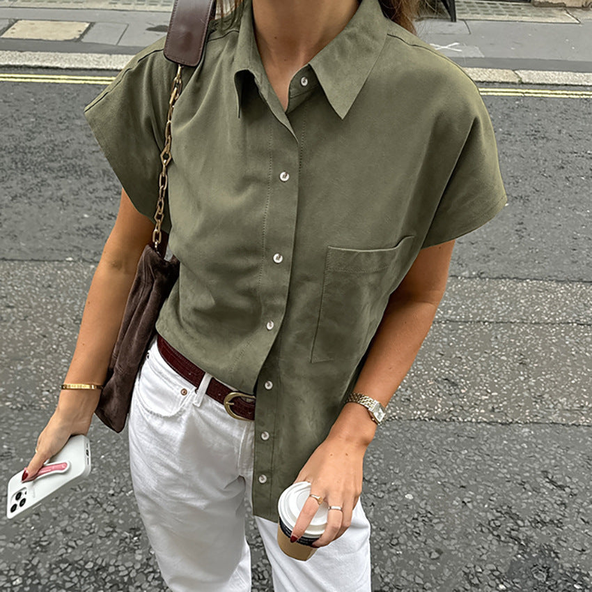 Chemise sans manches femme – Coton lin léger – Coupe décontractée – Poche poitrine