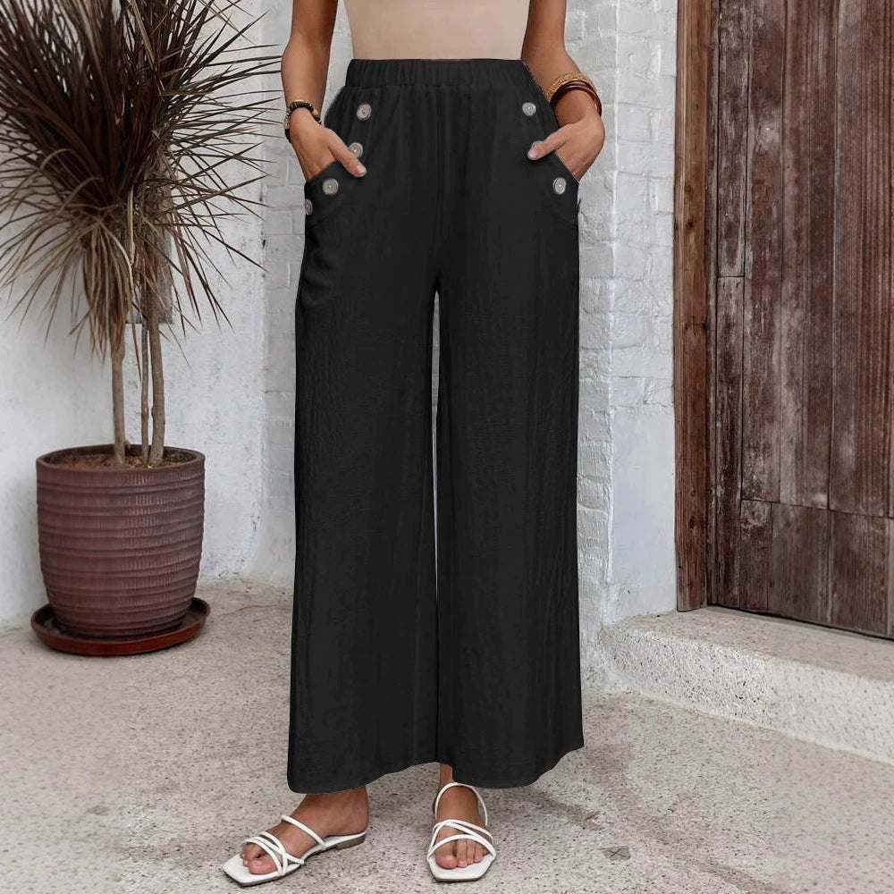 Pantalon court femme – Coupe large – Taille élastique