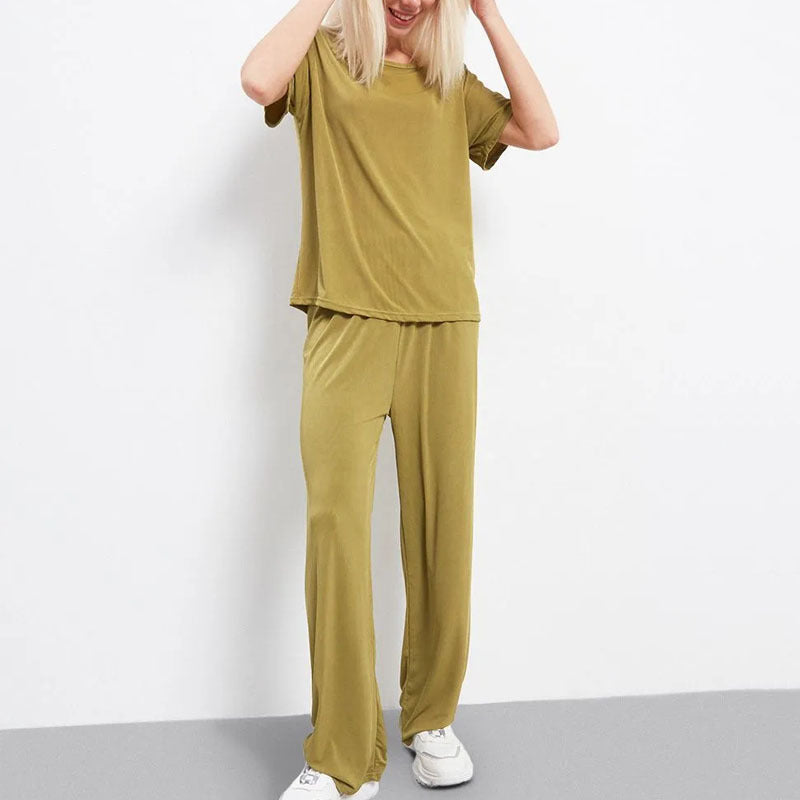 Ensemble de détente femme – Coupe large – Haut court manches courtes – Tissu respirant