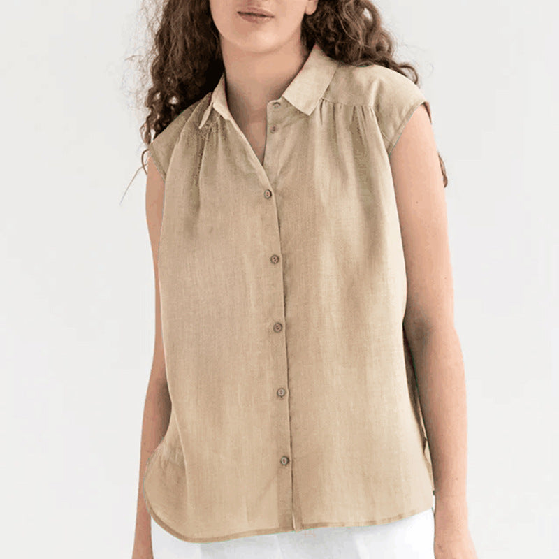Blouse sans manches femme – Coupe décontractée – Col classique