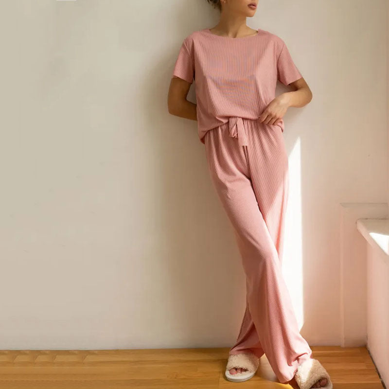 Ensemble de détente femme – Coupe large – Haut court manches courtes – Tissu respirant