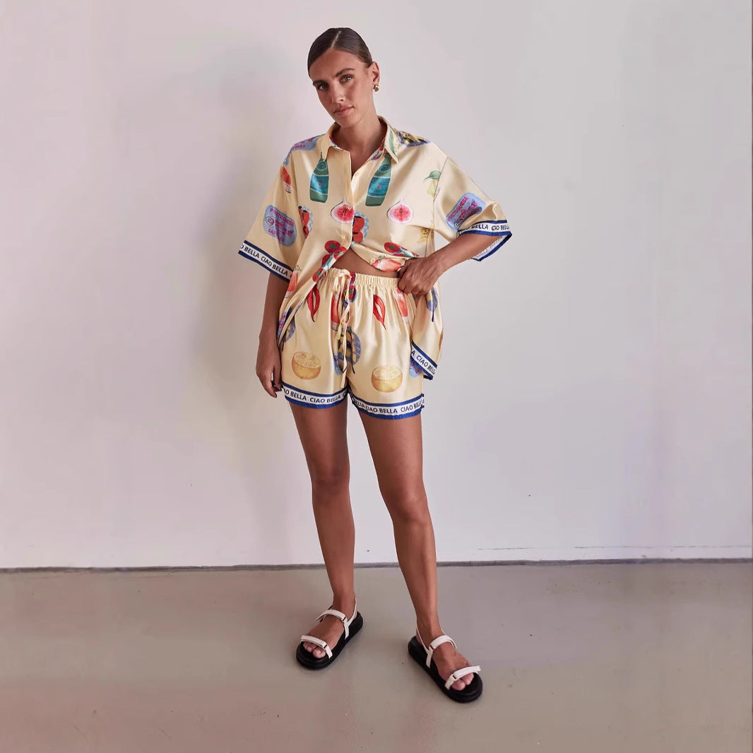 Ensemble détente femme – chemise manches courtes – short à cordon