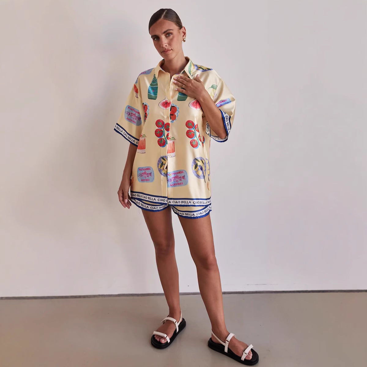 Ensemble détente femme – chemise manches courtes – short à cordon