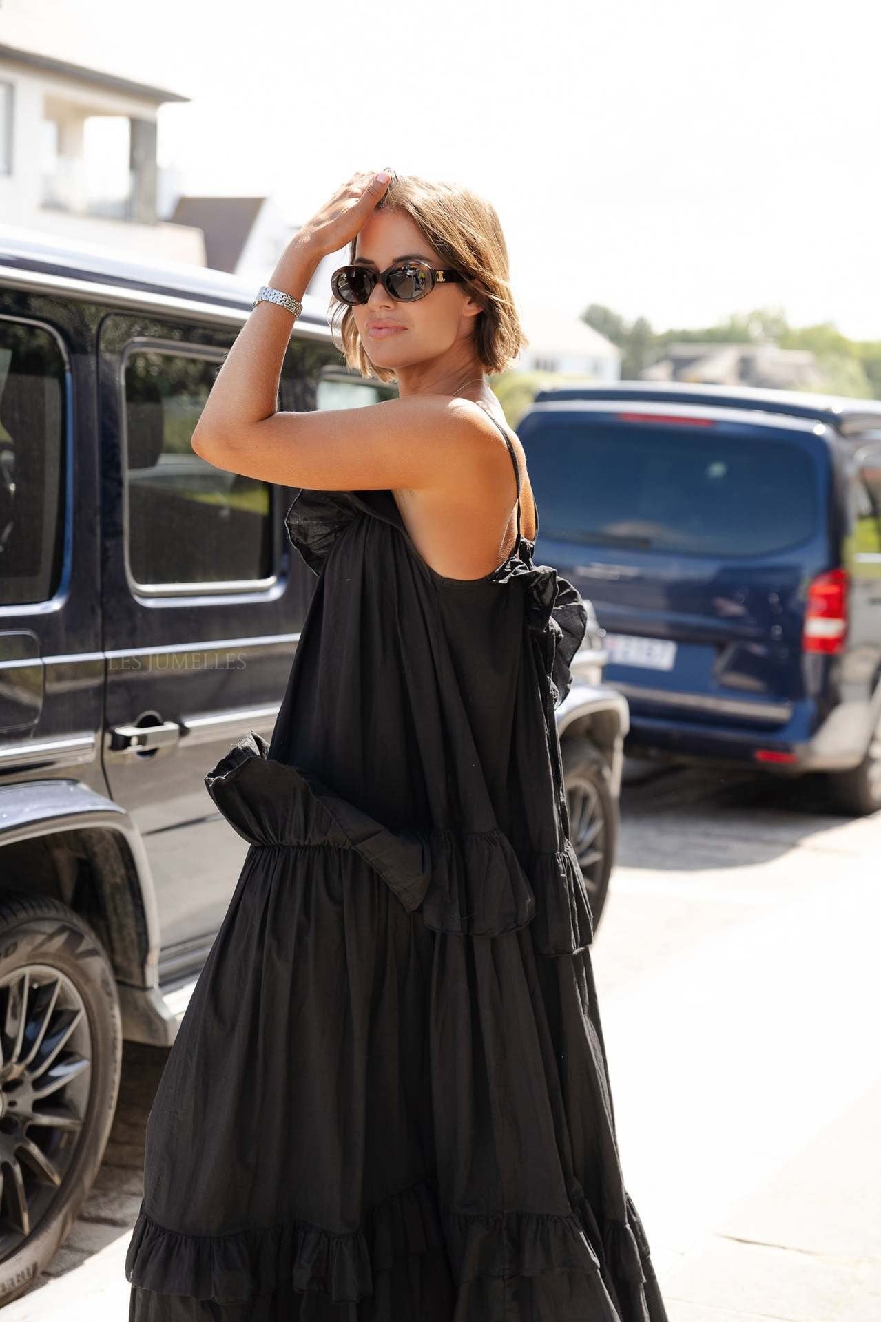 Robe longue femme – Coupe fluide – Bretelles fines – Volants