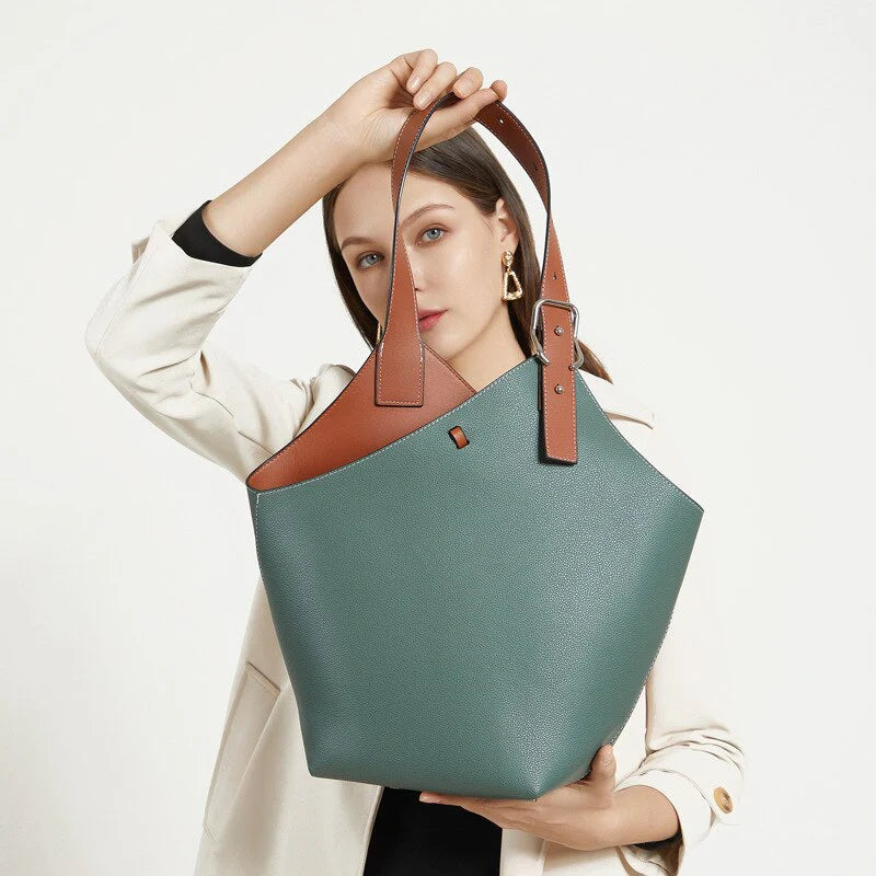 Sac seau femme - Cuir texturé - Bandoulière réglable - Format spacieux élégant
