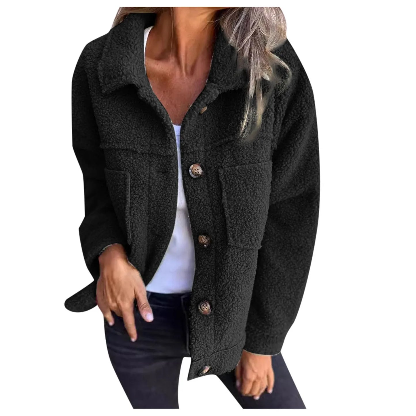 Sherpa-Stoffjacke mit Reverskragen