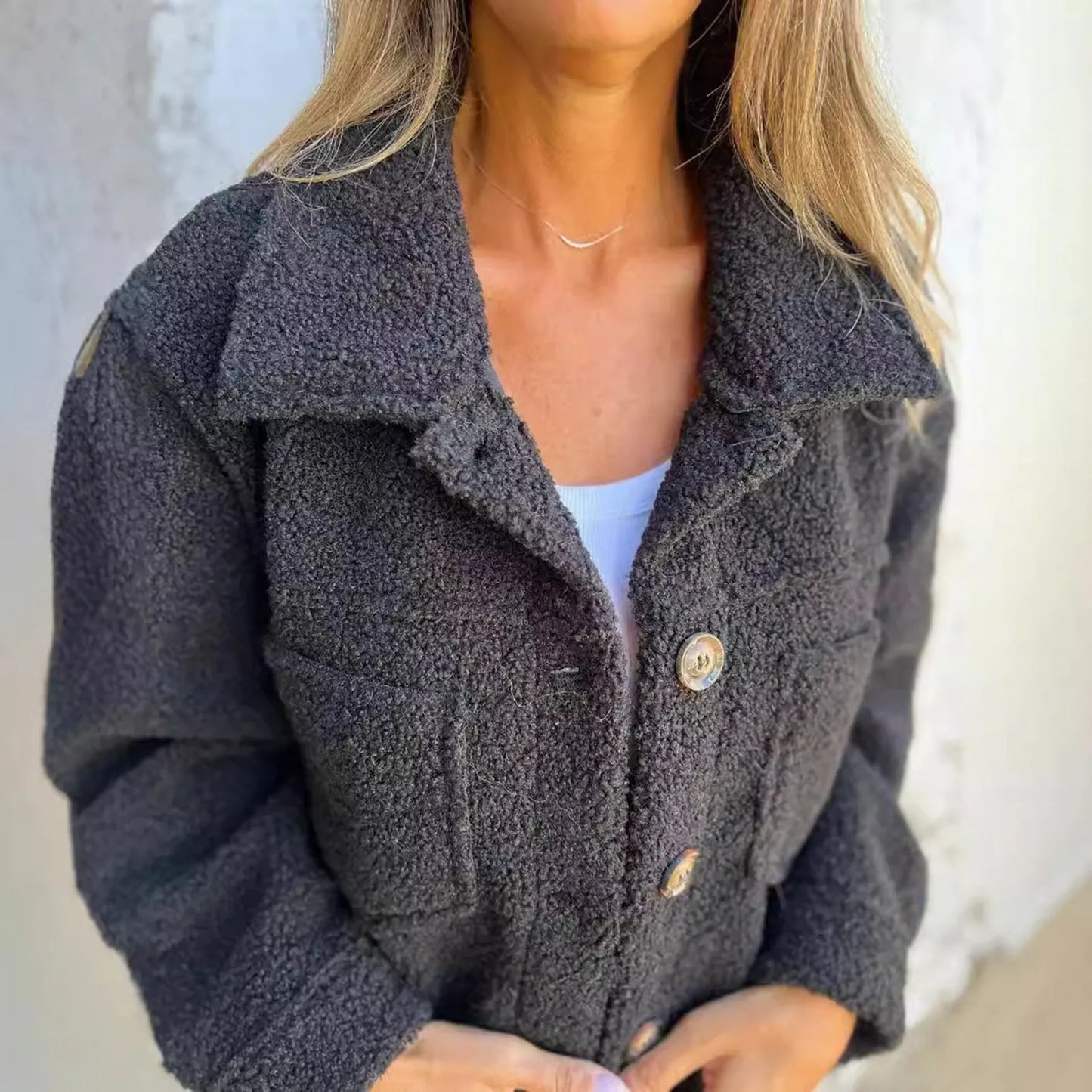 Sherpa-Stoffjacke mit Reverskragen