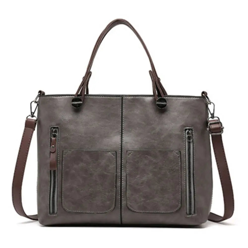 Sac Cabas Femme - Cuir Véritable - Multi-Poches - Bandoulière Ajustable Amovible