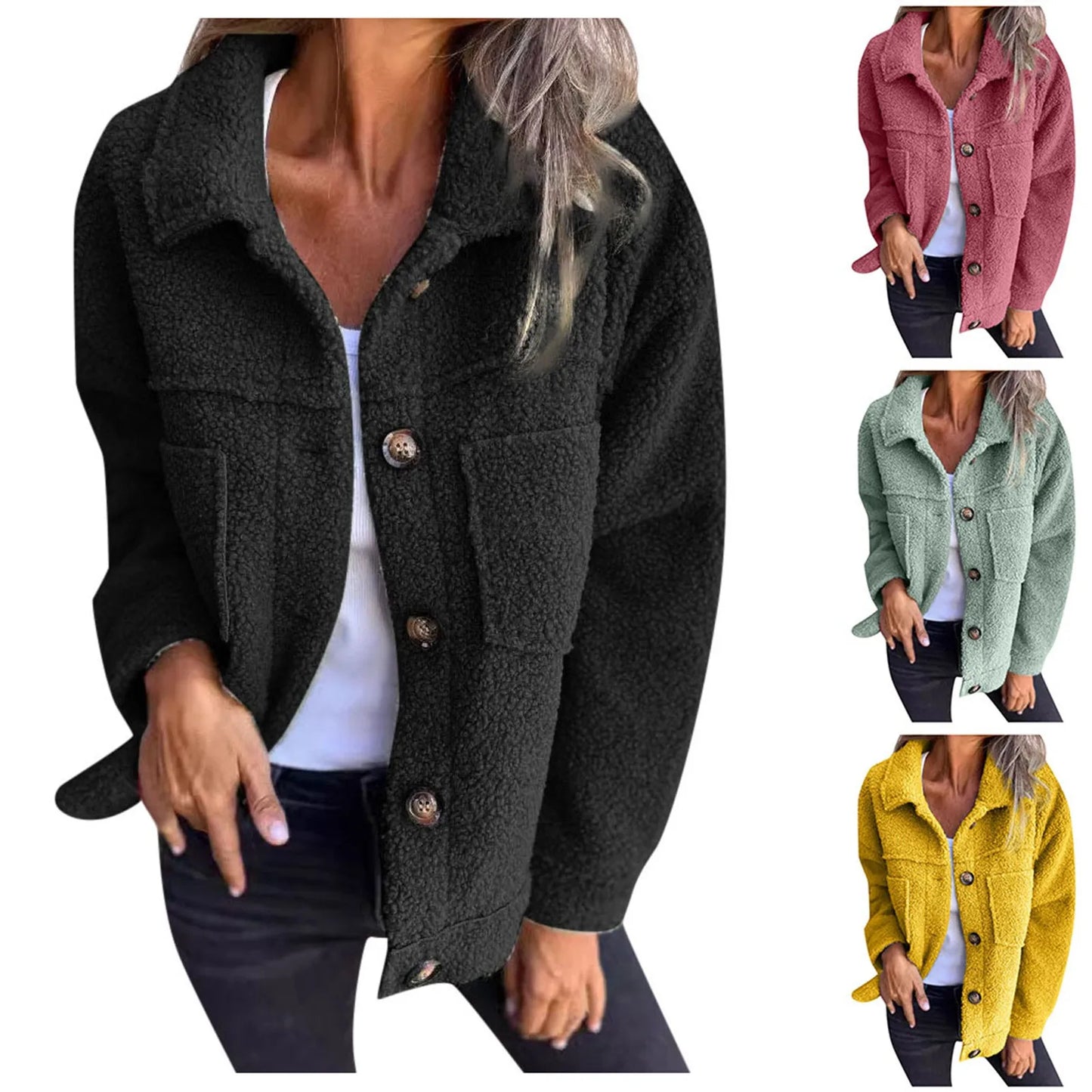 Sherpa-Stoffjacke mit Reverskragen