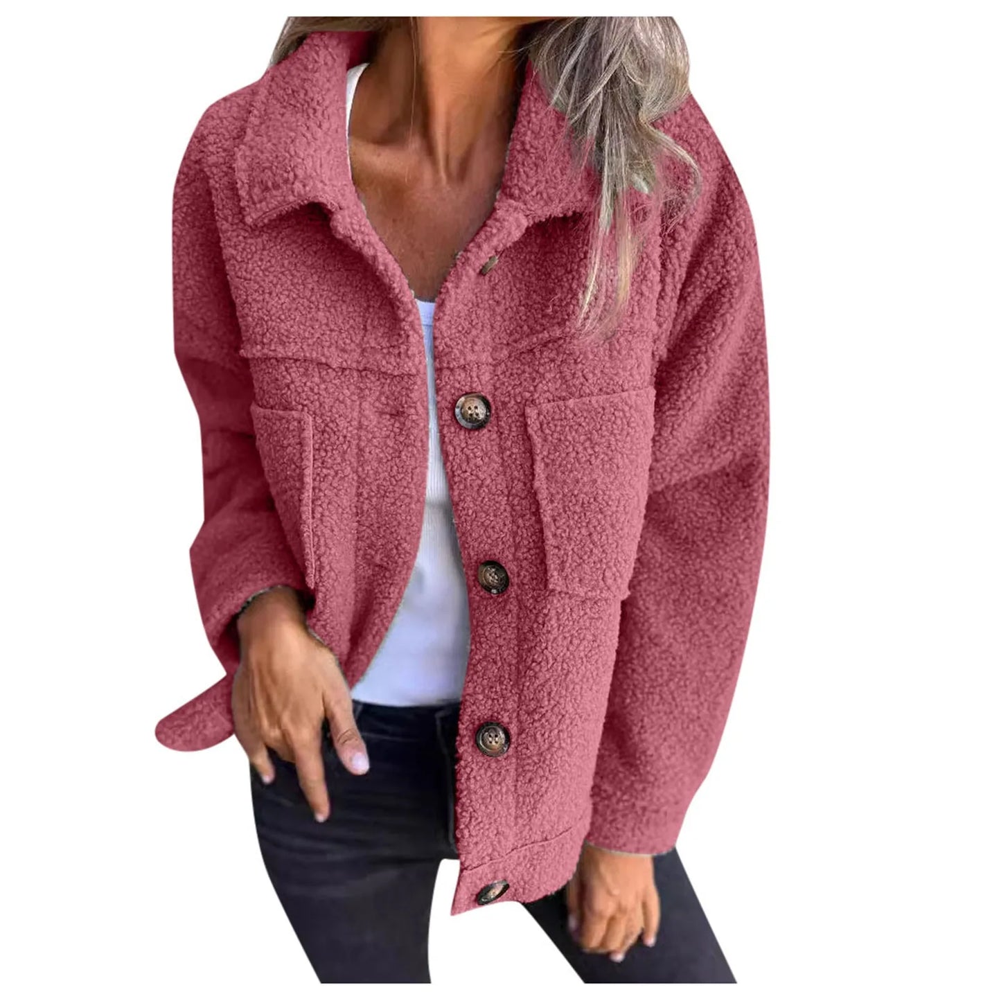 Sherpa-Stoffjacke mit Reverskragen