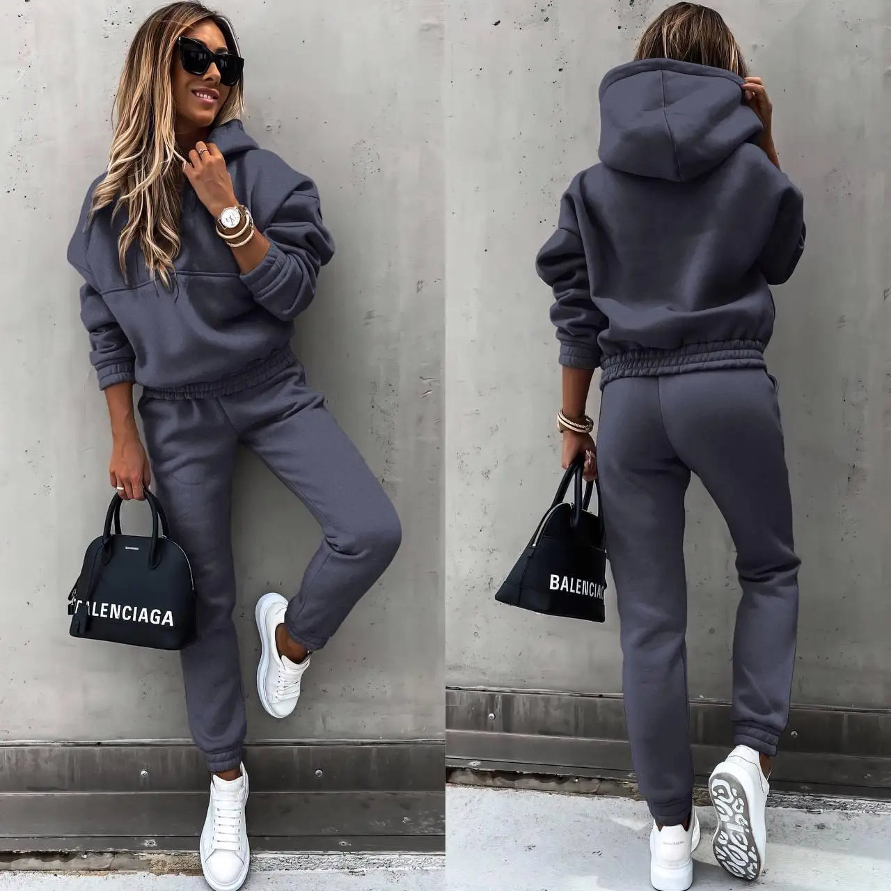 Ensemble Survêtement Femme – Sweat Col Rond Manches Longues – Pantalon Jogging Coupe Ajustée
