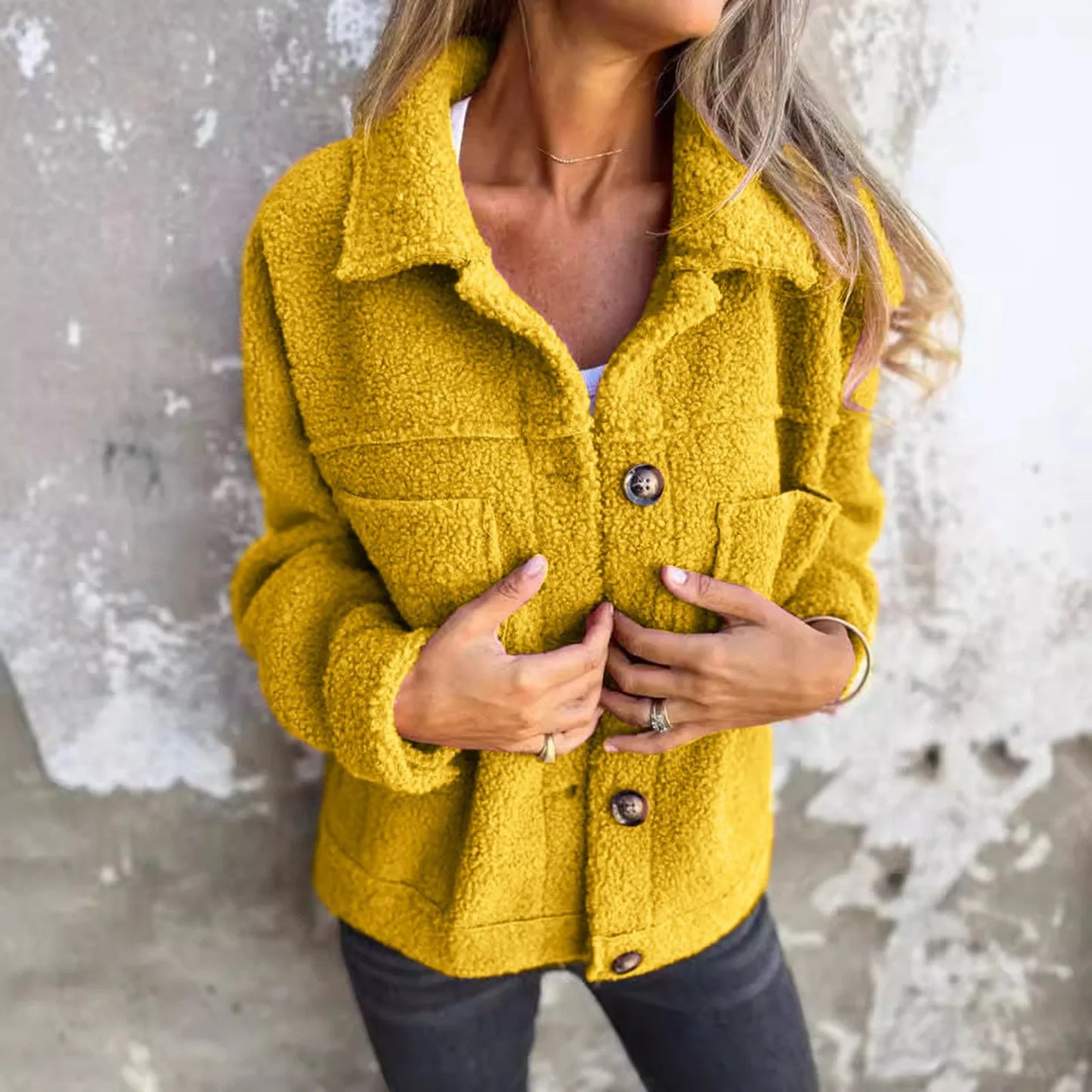 Sherpa-Stoffjacke mit Reverskragen