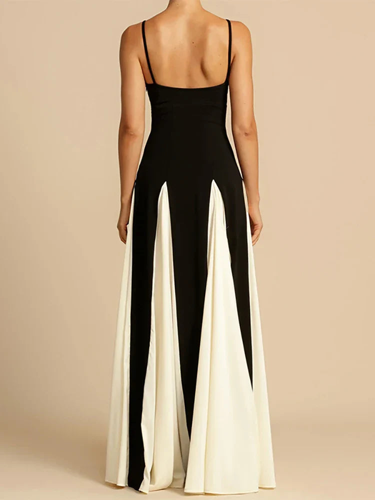 Robe de soirée femme – Longue fluide – Décolleté carré – Bretelles fines élégantes