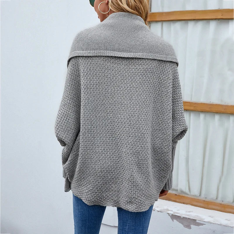 Femme Gilet Ouvert – Maille Épaisse – Coupe Ample – Manches Longues – Style Décontracté