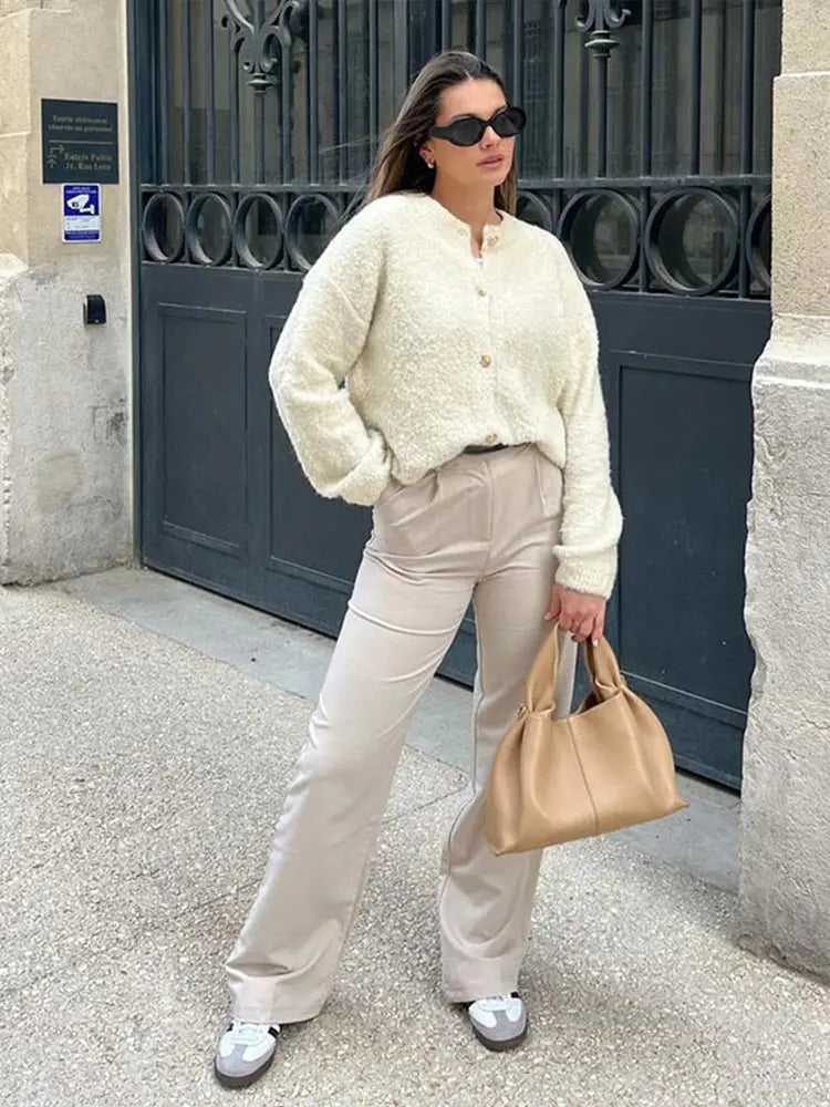 Cardigan Femme - Maille Texturée - Coupe Décontractée - Boutonnage Frontal Chic