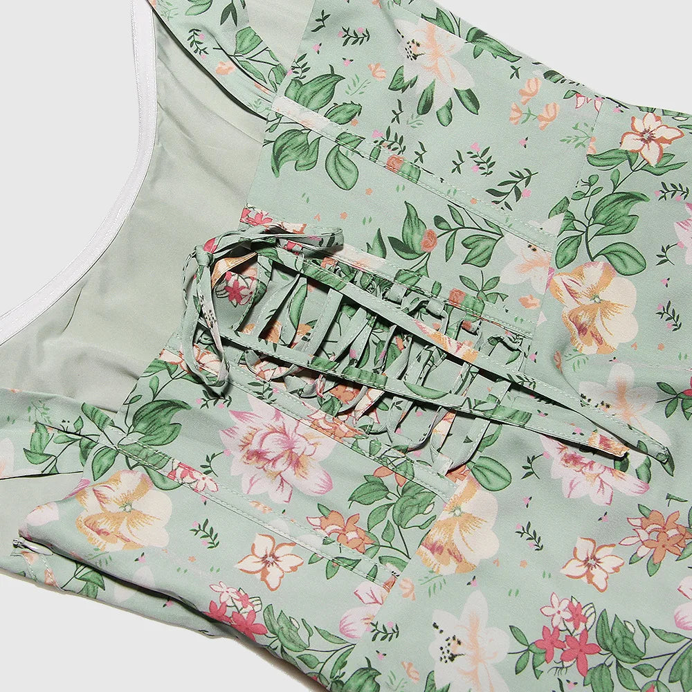 Robe Midi Femme – Coupe Cintrée Évasée – Imprimé Floral – Fente Latérale Élégante