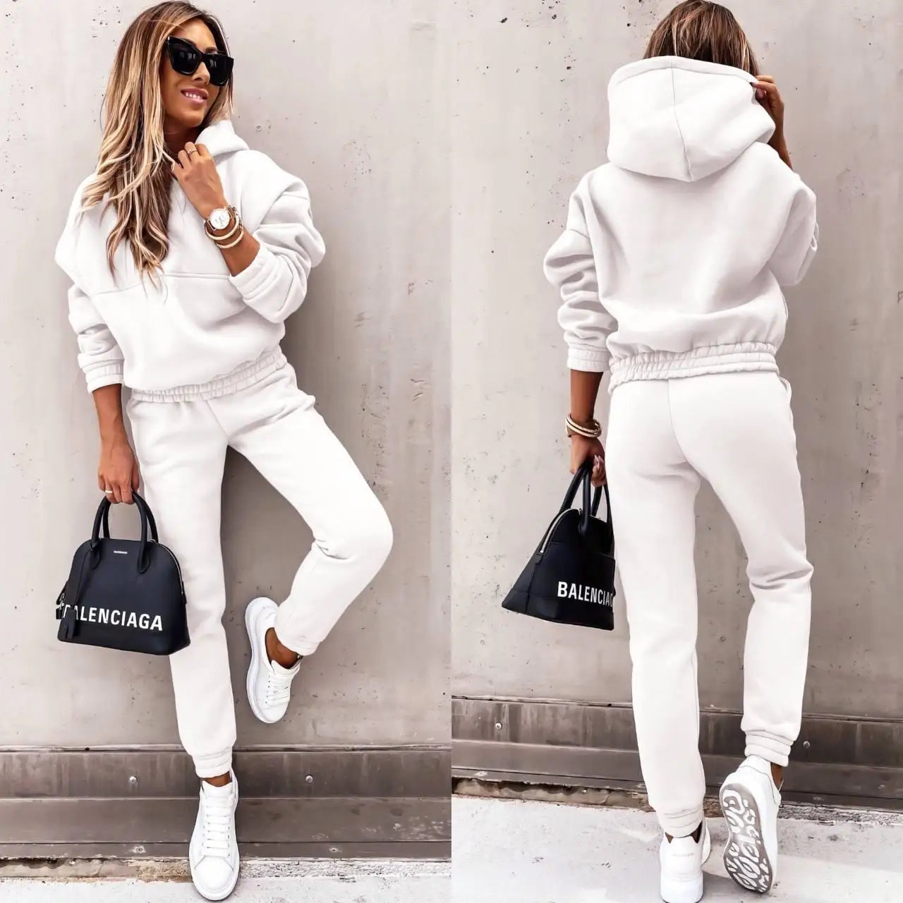 Ensemble Survêtement Femme – Sweat Col Rond Manches Longues – Pantalon Jogging Coupe Ajustée