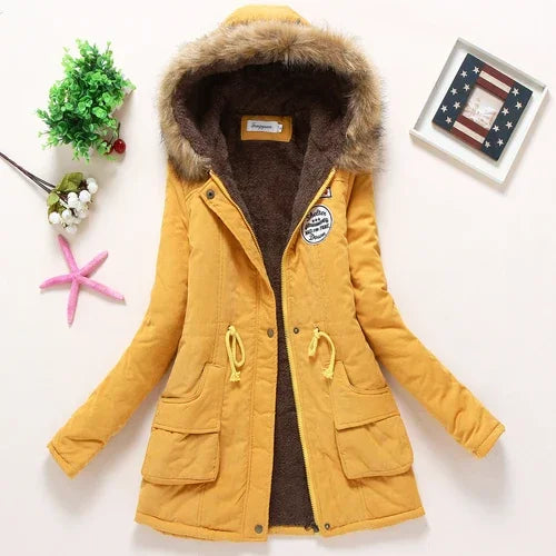 Veste Parka Femme - Capuche Doublée Fausse Fourrure - Taille Ajustable - Doublure Chaude