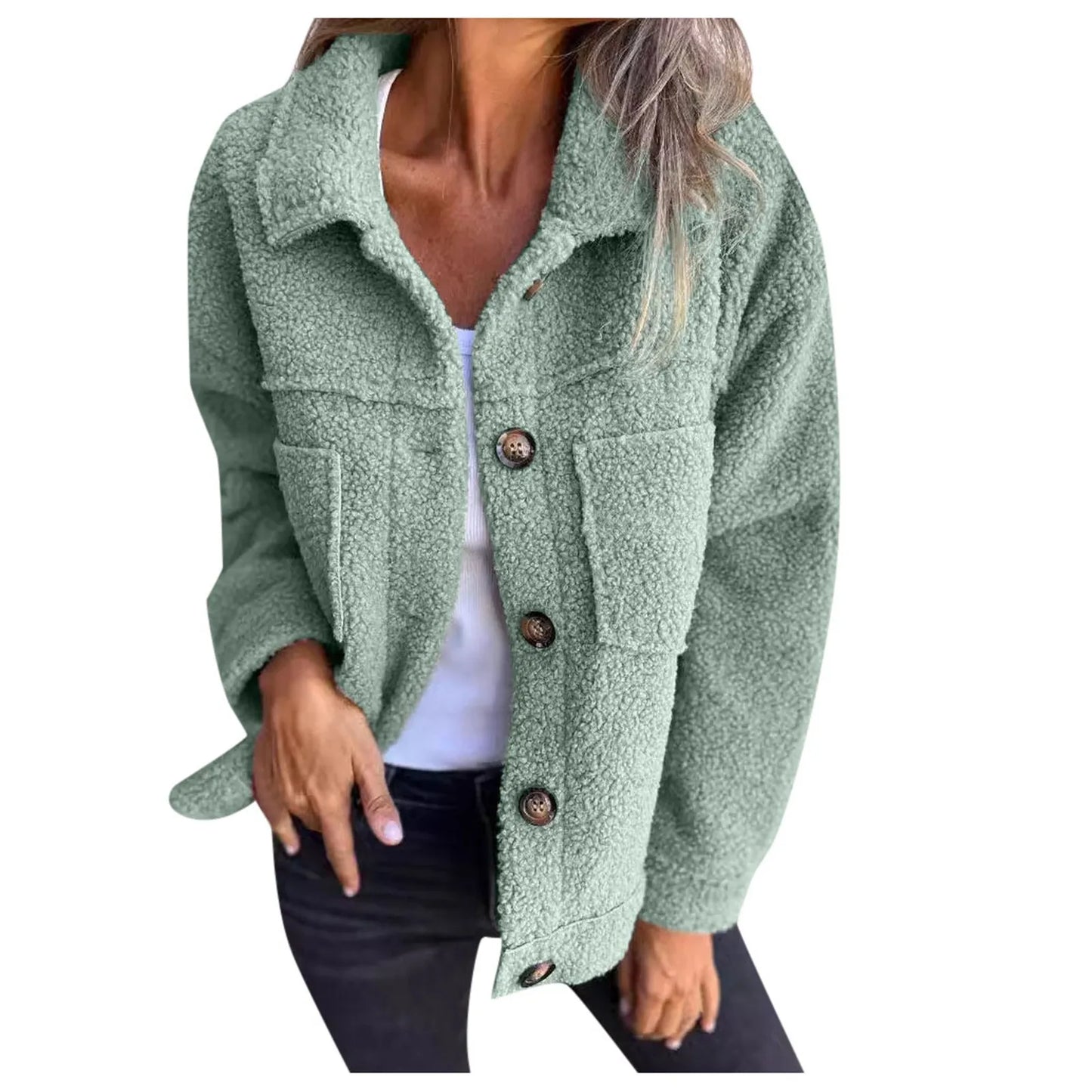Sherpa-Stoffjacke mit Reverskragen
