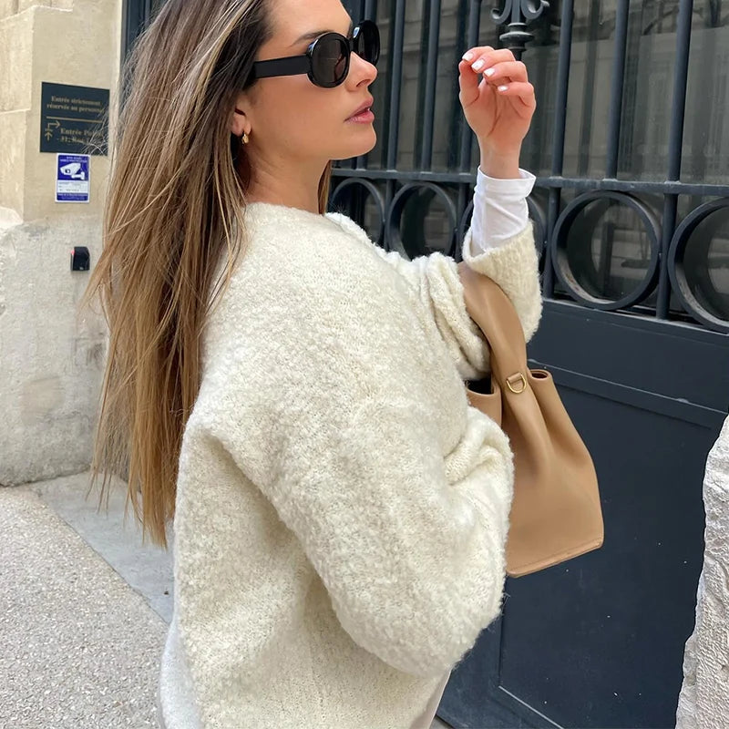 Cardigan Femme - Maille Texturée - Coupe Décontractée - Boutonnage Frontal Chic
