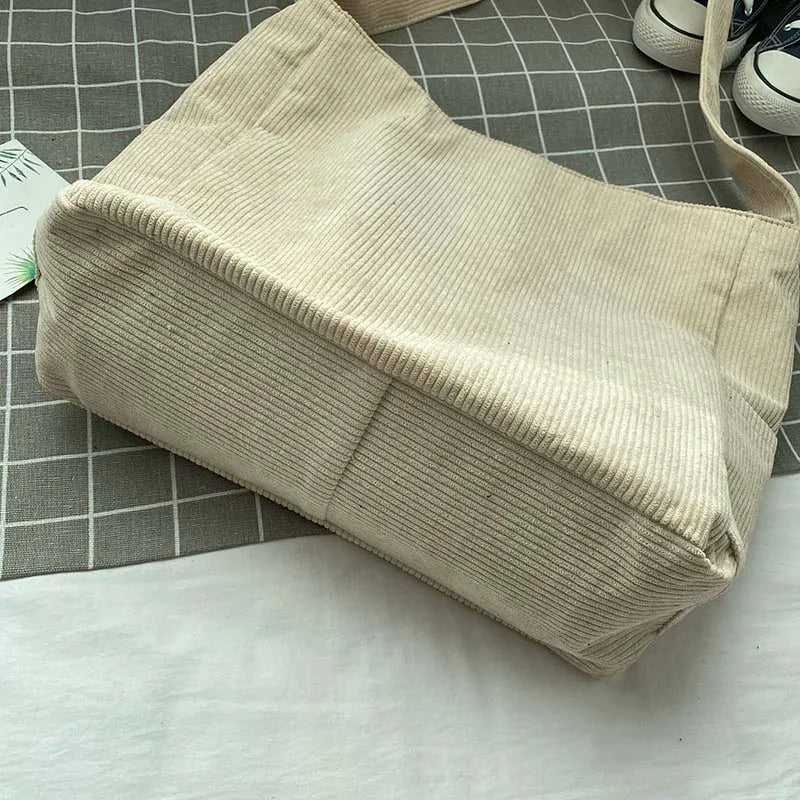 Sac bandoulière femme - Côtelé décontracté - Multi-poches - Bandoulière large confortable
