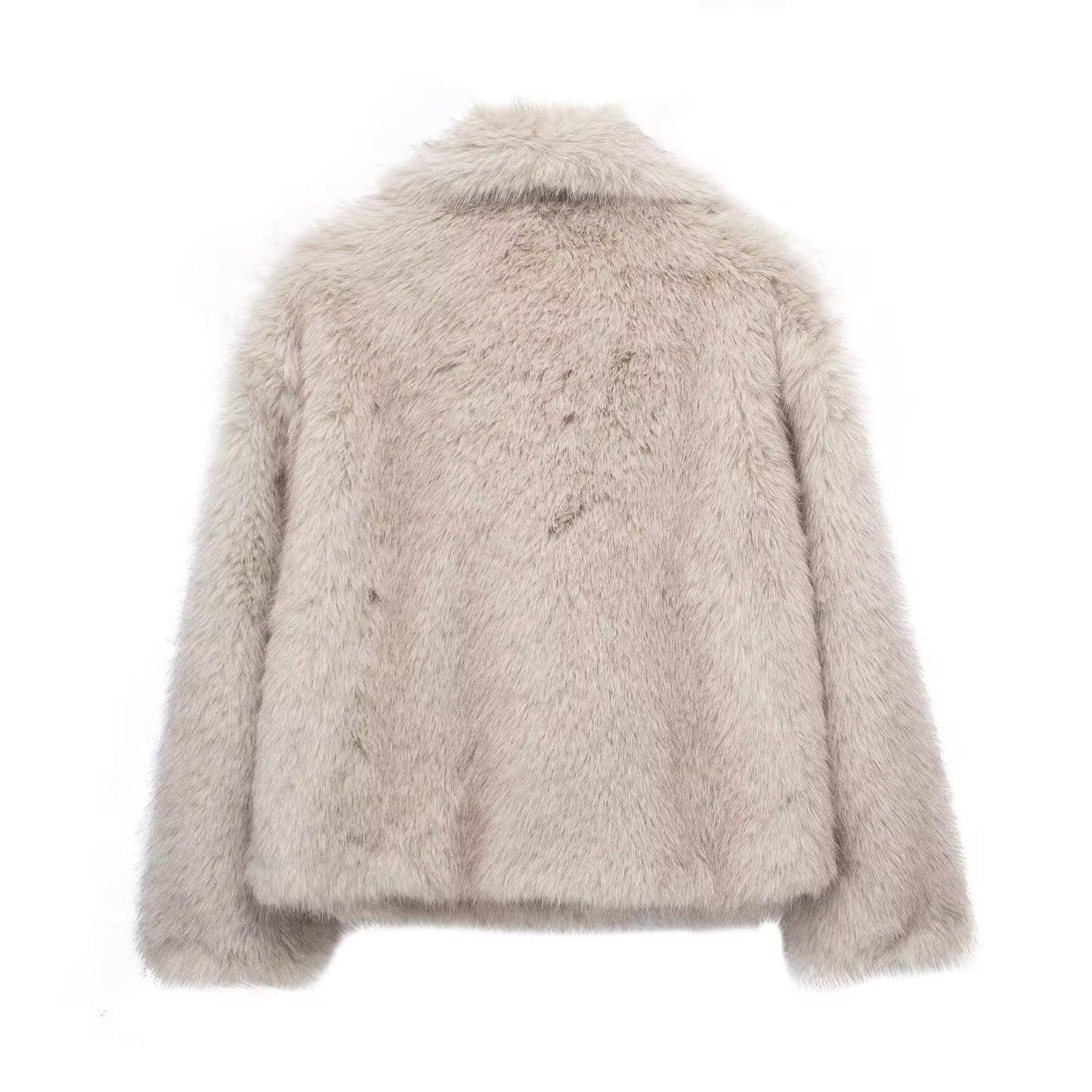 Manteau Femme en Fausse Fourrure - Coupe Longue - Col Large - Doublure Chaude