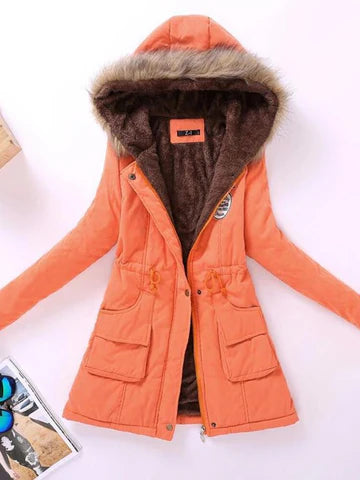 Veste Parka Femme - Capuche Doublée Fausse Fourrure - Taille Ajustable - Doublure Chaude