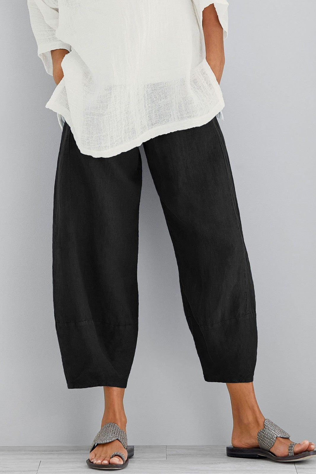 Pantalon femme – Coupe ample – Tissu respirant – Jambe large – Longueur entière – Poches pratiques