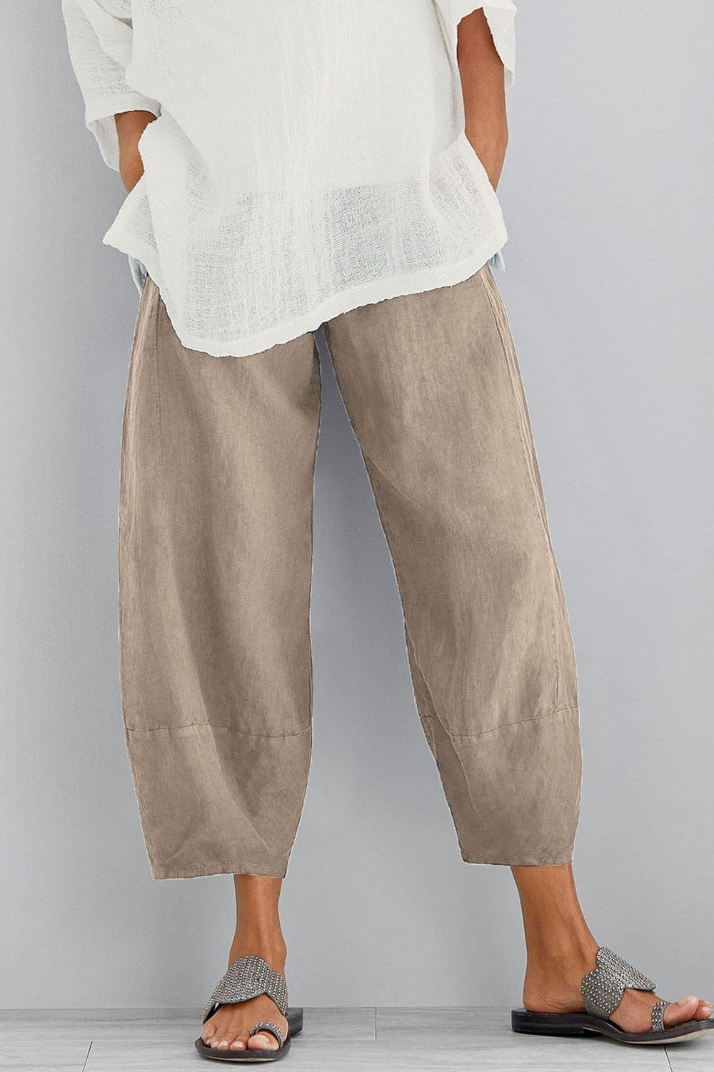 Pantalon femme – Coupe ample – Tissu respirant – Jambe large – Longueur entière – Poches pratiques